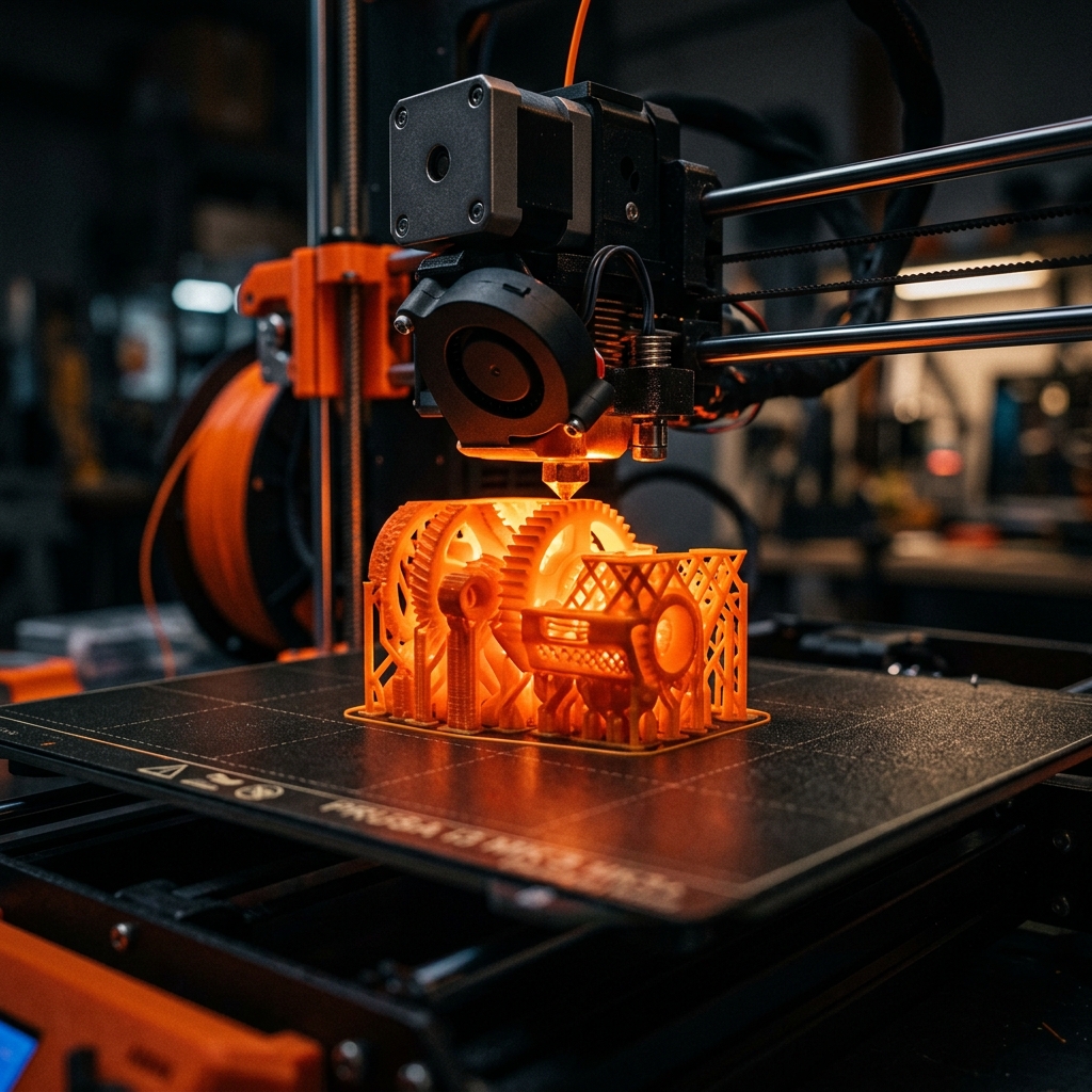 Impresora 3D en acción creando una figura