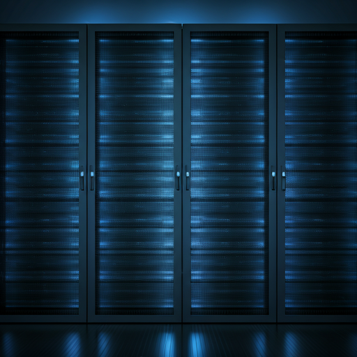 High speed data center with blue lights